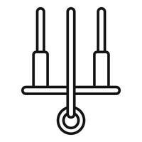 Cricket wickets icon showing three wicket stumps and bails vector