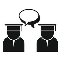 Two students discussing with speech bubble icon vector