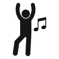 Man dancing with music note icon showing listening music vector