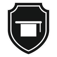 Graduation cap protecting education system with shield icon vector