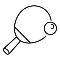 Simple line drawing of a ping pong paddle about to hit a ball vector