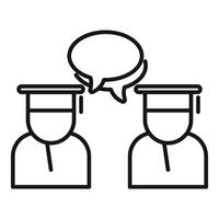 Two students discussing with speech bubble icon vector