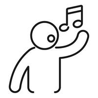 Boy singing with music note icon showing karaoke, song or choir vector