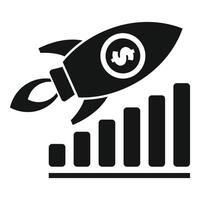 Rocket increasing business growth with a bar graph vector