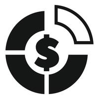 Black and white pie chart showing money budget vector