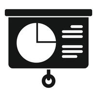 Projector screen displaying pie chart for business presentation icon vector