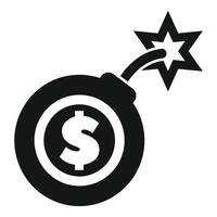 Money bomb exploding with dollar sign representing financial crisis vector