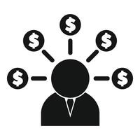 Businessman focusing on making money from multiple sources icon vector