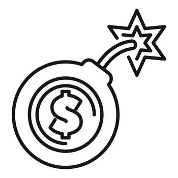 Dollar currency bomb exploding about to burst vector