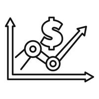Dollar currency sign increasing on a statistical chart vector