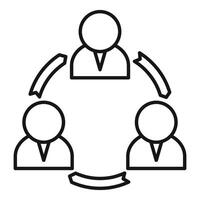 Three businessmen sharing information in a circular flow vector