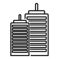 Minimalist line drawing of two office buildings standing side by side vector