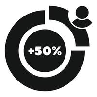 Marketing manager analyzing a fifty percent pie chart icon vector