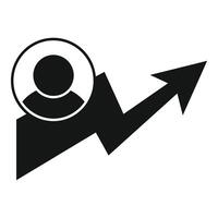 Graph depicting career growth with a person icon on top vector