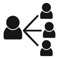 Man leaving group of people icon showing exclusion or recruitment vector