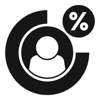 Pie chart representing percentage of people working together vector
