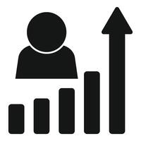 Manager standing behind growing bar chart icon vector