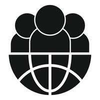 Black and white icon of people connecting around the globe vector