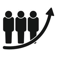 Three business people standing on growing up arrow chart vector