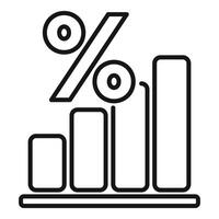 Percentage symbol placed on a rising bar graph indicating increasing profits vector