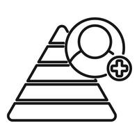 Adding new customer to sales funnel pyramid icon vector