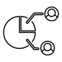 Business people collaborating on pie chart analysis icon vector