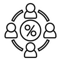 People connecting and sharing percentage symbol, teamwork and collaboration concept vector