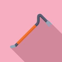 Crowbar tool lying on pink background with shadow vector