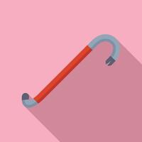 Crowbar tool lying flat with long shadow vector