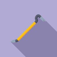 Crowbar tool lying with long shadow on purple background vector