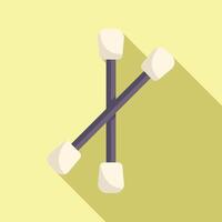 Two cotton swabs crossing with long shadow on yellow background vector