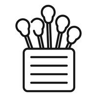 Cotton buds box standing on bottom with sticks up vector