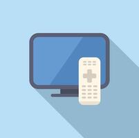 Tv set with remote control displaying watching television concept vector