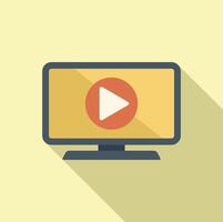 Computer monitor displaying play button for online video streaming service vector