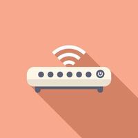 White router transmitting wifi signal with long shadow vector