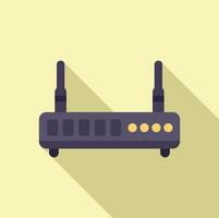 Wifi router providing wireless internet access with long shadow vector
