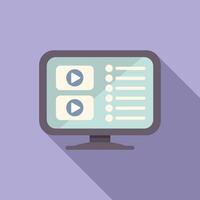 Computer showing video player interface with playlist and buttons vector