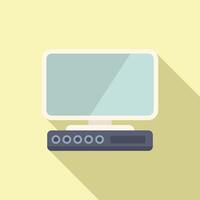 Computer monitor display showing blank screen standing on system unit with buttons on yellow background vector