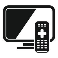 Tv set with remote control showing watching television concept vector