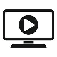 Computer screen displaying video player interface with play button vector