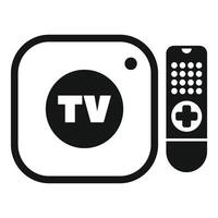 Simple black and white tv box with remote control icon vector