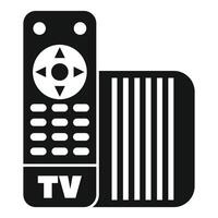 Television set with remote control device changing channels vector
