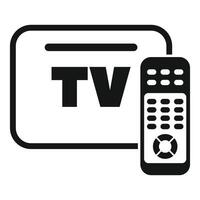 Tv set top box with remote control icon vector