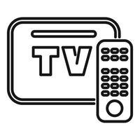 Television set with remote control showing tv channel watching vector