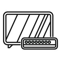 Router providing wireless signal connecting tv to internet network vector