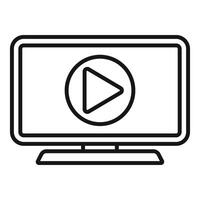 Simple line icon of a video player displaying a play button vector