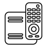 Remote control pointing at digital receiver outline icon vector
