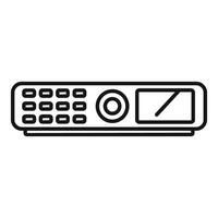 Video projector top view with buttons and screen displaying line icon vector