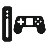 Modern game console with wireless controller icon vector