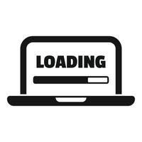 Black laptop showing loading bar on screen icon vector